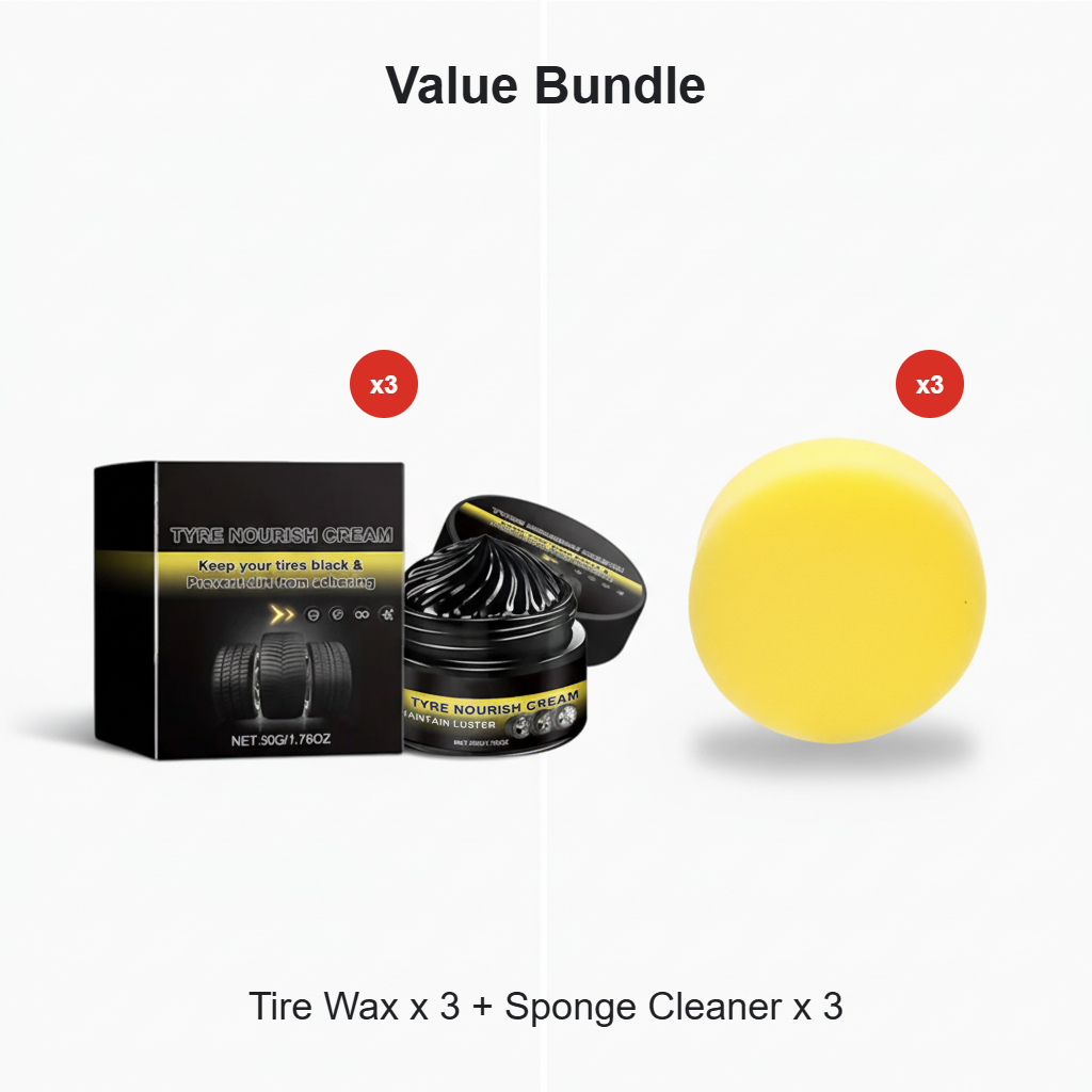 ✨ Tire wax – restores black gloss, blocks UV, repels dirt. Easy & quick!