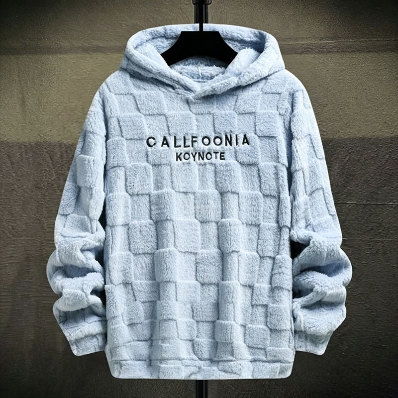Men's Plush Checkerboard Hooded Sweatshirt