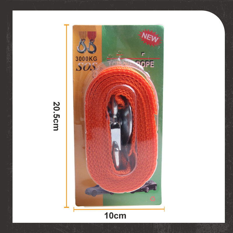 🚗60% OFF NOW🔥13ft Car Tow Strap with Hooks & 3 Tons Capacity