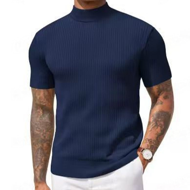 ๐ โจ Men's Slim Mock Neck T-Shirt โ Ribbed ๐