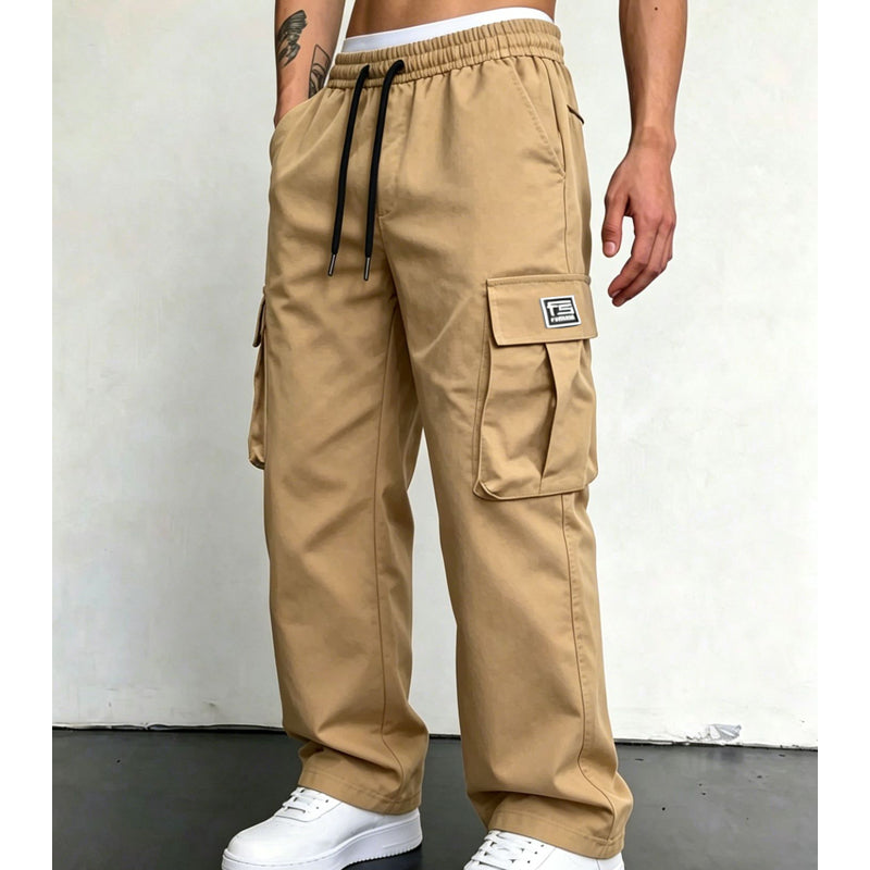 ☁️ All-Day Comfort | Men's Relaxed-Fit Cargo Trousers with Multiple Pockets