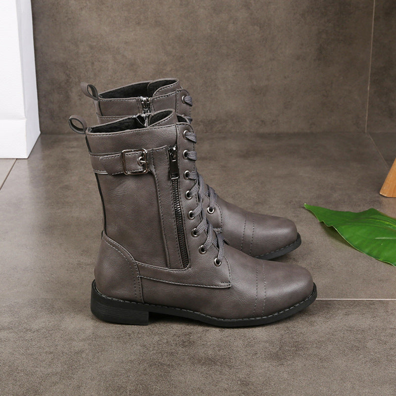 👢 Stable Steps, Easy Zip | Women's Round-Toe Chunky-Heel Martin Boots