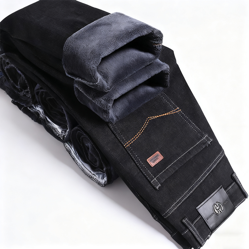 Men's Warm Lined Straight-Leg Jeans