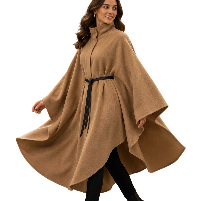 Women’s Elegant Stand-Collar Cape Coat