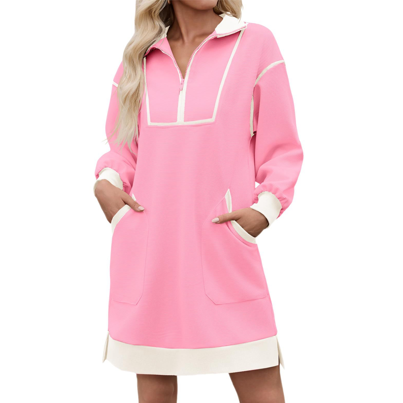 ⌛Limited-Time Offer-Women's Casual Half-Zip Sweatshirt Dress