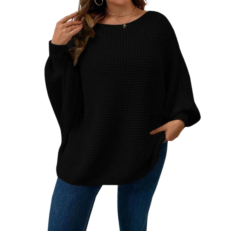 🧶 Flattering Drape, Textured Comfort | Women's Batwing Waffle Knit Sweater