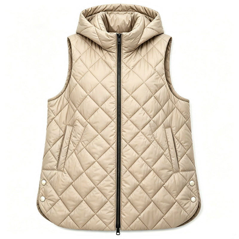 Women's Casual Mid-Length Hooded Padded Vest