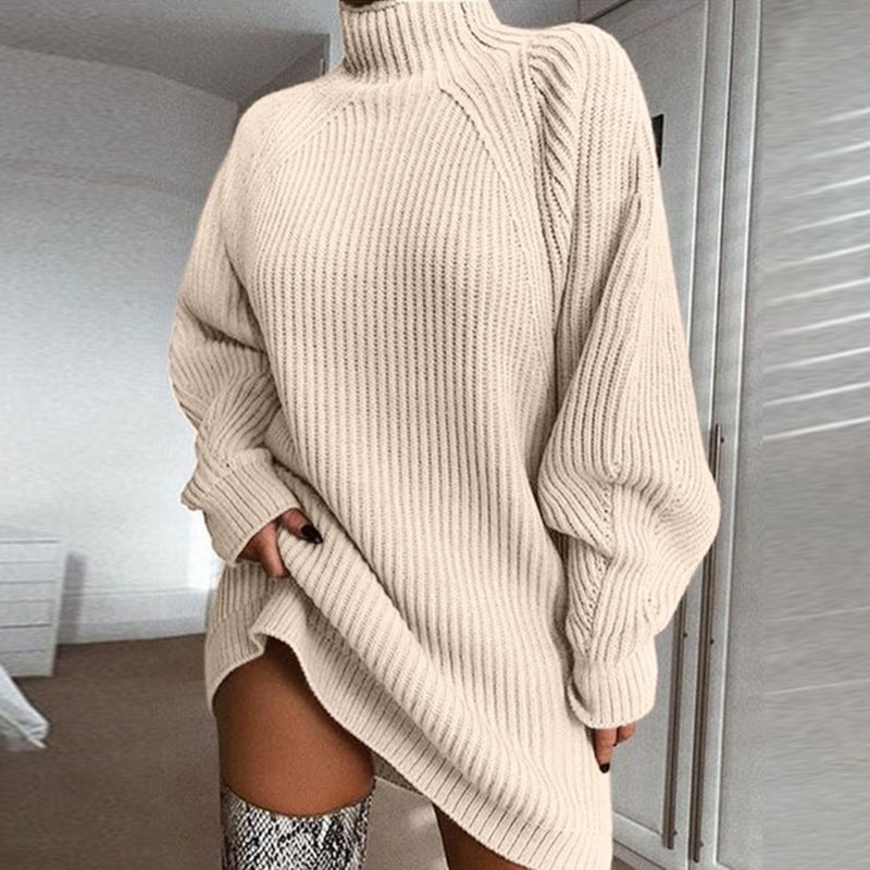 Women's Cozy Turtleneck Knit Sweater Dress