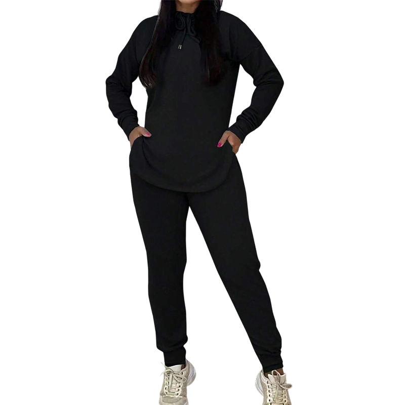 Women's Solid Color 2-Piece Casual Tracksuit Set