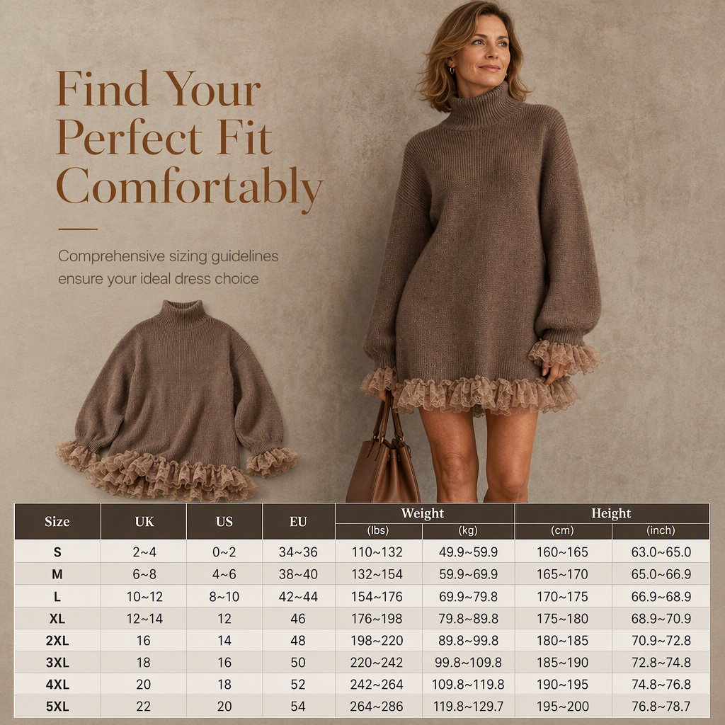 ✨ Feminine Knit Detail | Women’s Oversized Mock Neck Sweater Dress