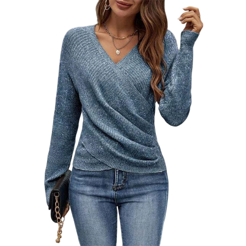 Women's Crossover V-Neck Knit Sweater
