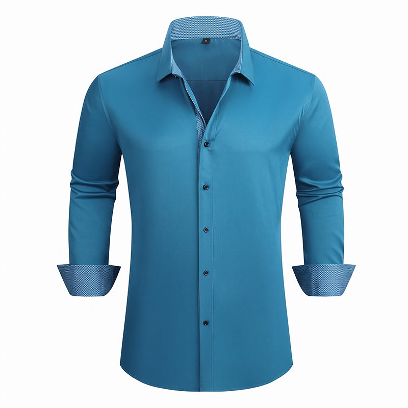 Men's Business Casual Contrast Long Sleeve Shirt
