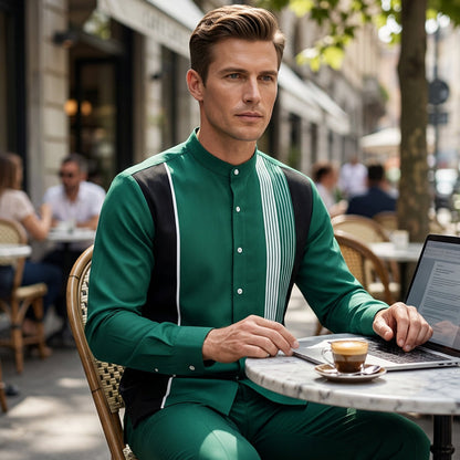 👔 Men's Striped Shirt & Pants 2-Piece Set✨ Effortless Style✨