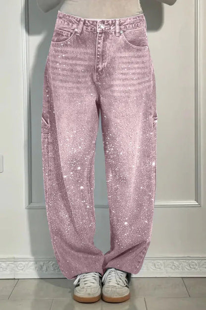 🔥Limited-time offer-Rhinestone-Embellished Straight-Leg Jeans