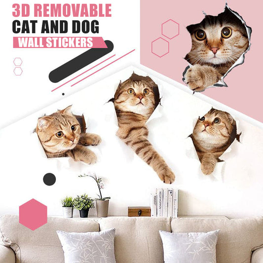 3D Removable Cat and Dog Wall Stickers
