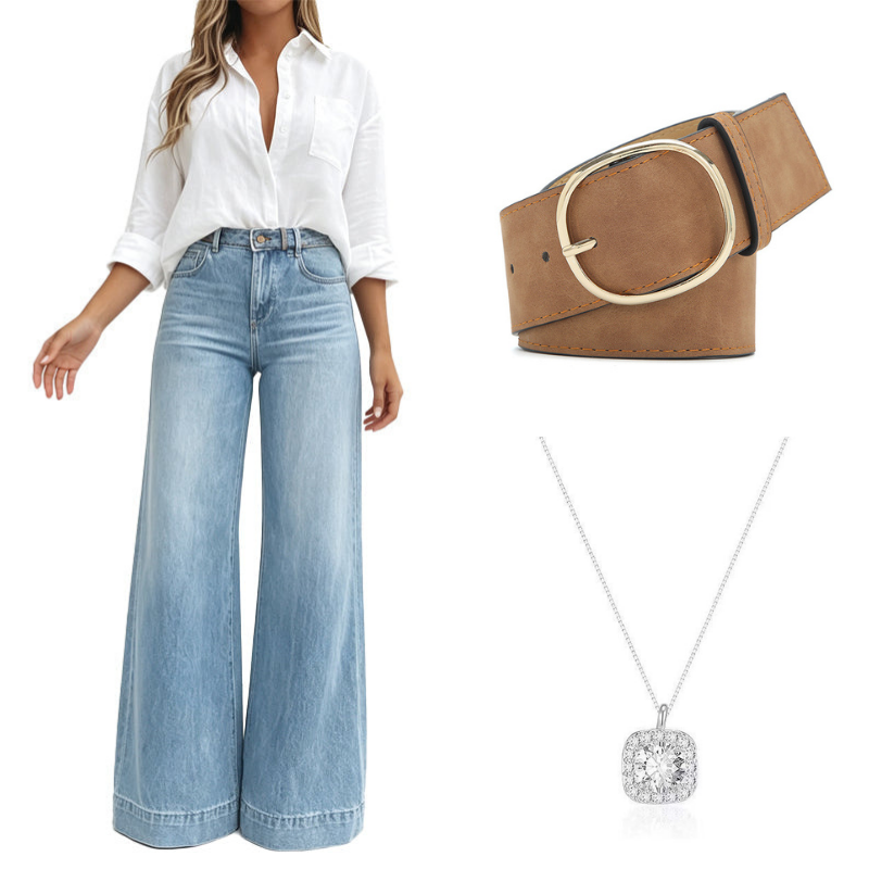 ✨ Flattering Denim Style | Women's Vintage High-Waisted Wide-Leg Jeans