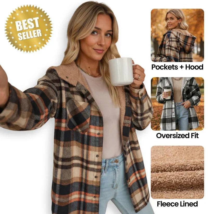 🔥Winter Hot Sale 50% OFF🔥⏰Women’s Classic Cozy Plaid Hooded Jacket🧥