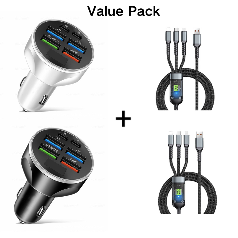 🔥HOT SALE🔥6-Port Car Charger Cigarette Lighter Adapter