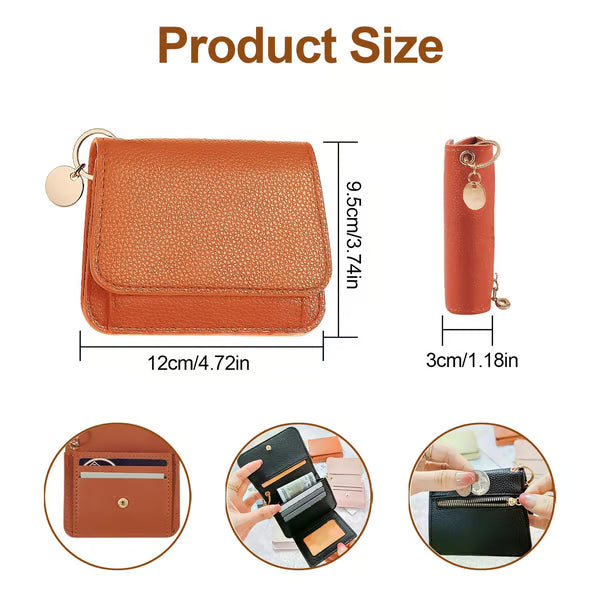 💖Hot 50% OFF💕RFID Short Wallets for Women –Fashionable Card Holder with Key Ring & Coin Purse