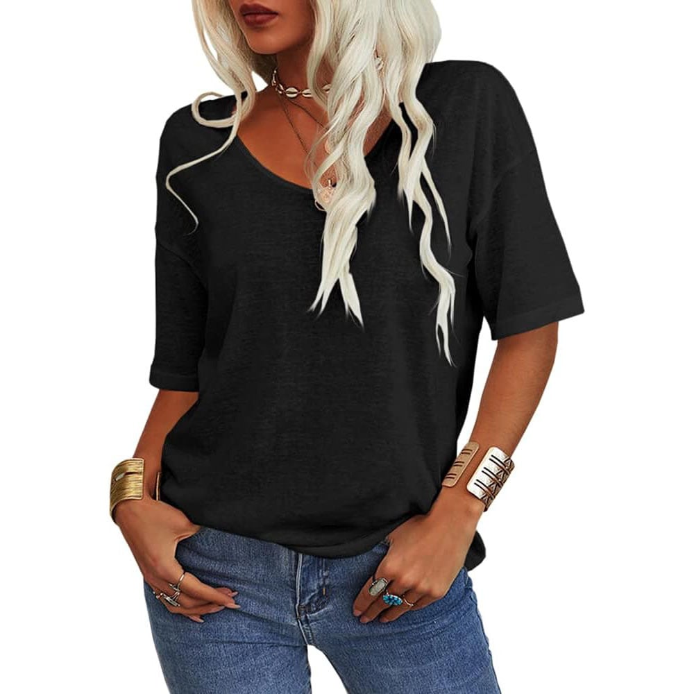 👚Women's Solid Color V-Neck T-shirt