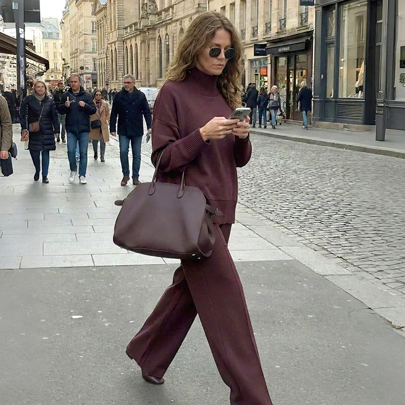 🎁2026 New Arrivals 50% OFF💥High-Neck Side-Zip Sweatshirt & Pants Set 👚👖