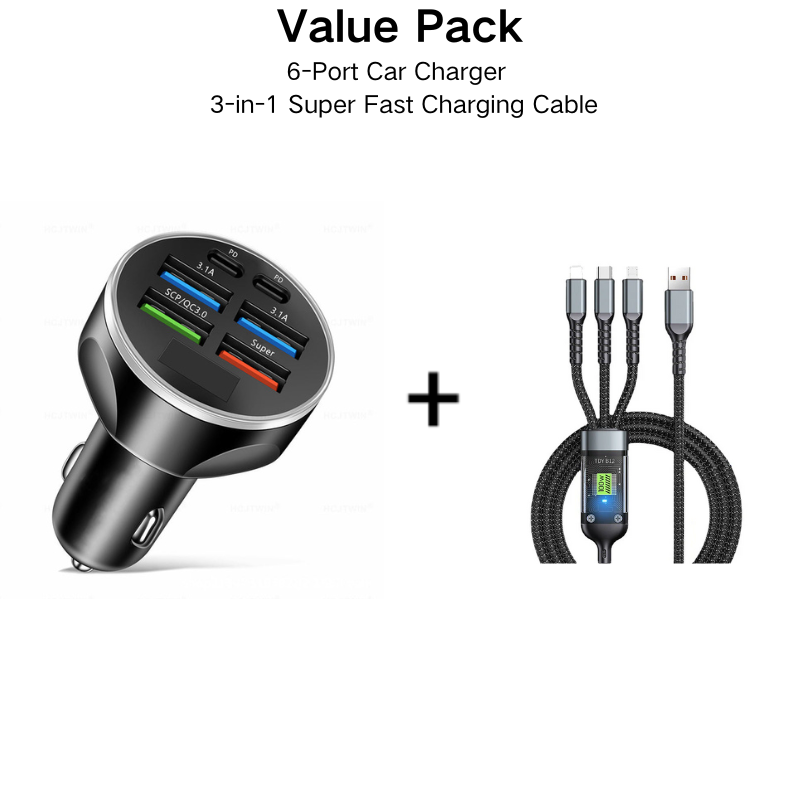 🔥HOT SALE🔥6-Port Car Charger Cigarette Lighter Adapter