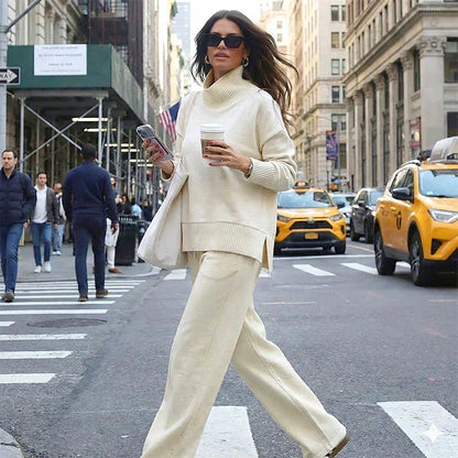 🎁2026 New Arrivals 50% OFF💥High-Neck Side-Zip Sweatshirt & Pants Set 👚👖