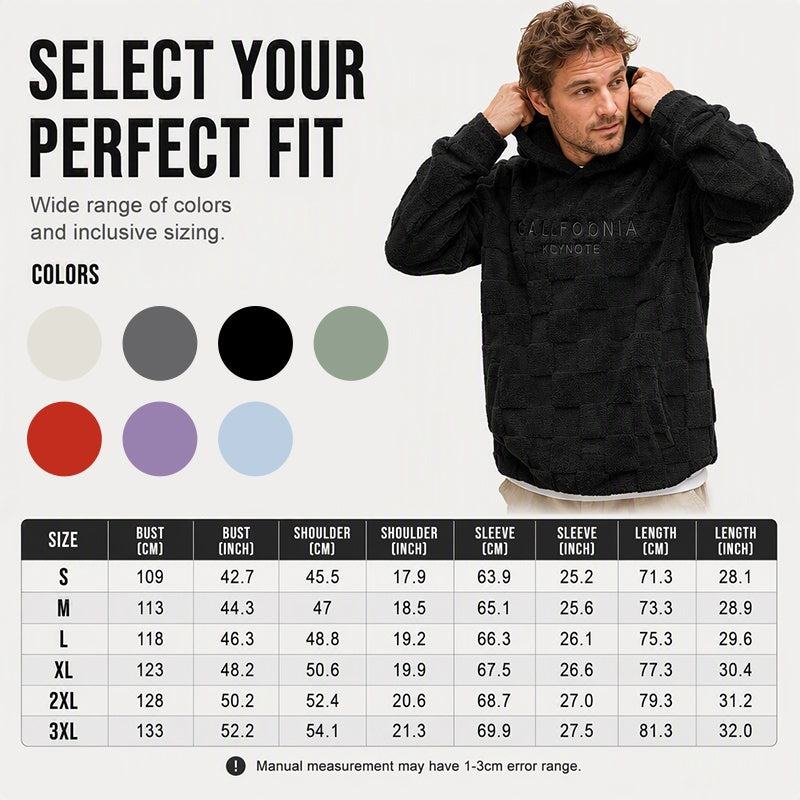 Men's Plush Checkerboard Hooded Sweatshirt