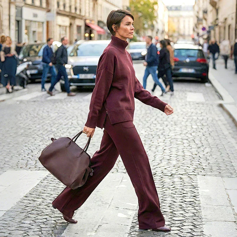 🎁2026 New Arrivals 50% OFF💥High-Neck Side-Zip Sweatshirt & Pants Set 👚👖