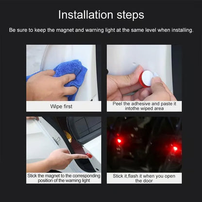 Universal LED warning light for car door opening