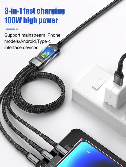 🔌LAST DAY SALE 50% OFF✨Transparent Luminous 3-in-1 Fast Charging Cable📱💫