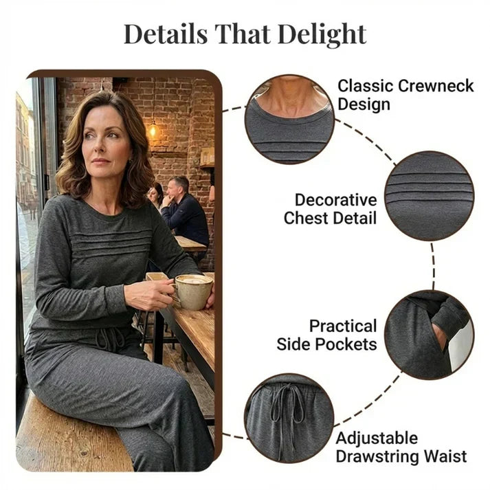 🥳💞50K+ SOLD⏳Limited-time 60% off⏰Women's Crew Neck Top & Drawstring Pants Set👚👖