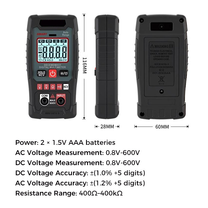 🔧⚡️ Smart Anti-Burn Multimeter! 4000-Count Auto-Ranging, Palm-Sized Zero-Fail Measurement Tool ✨
