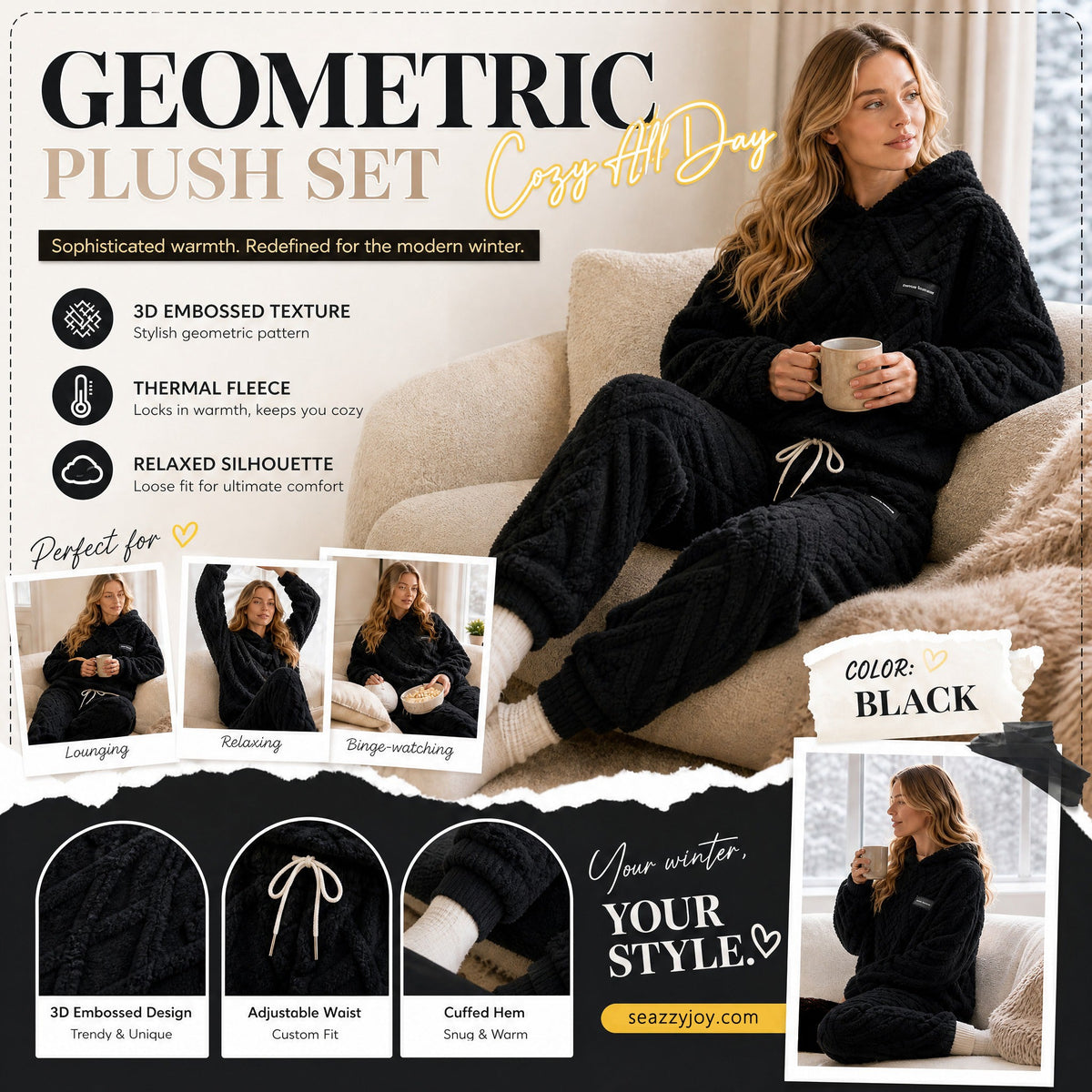 ⏳Autumn Hot Sale 59% OFF!!🔥🍂 Embossed Geometric Plush Set – Timeless Comfort & Effortless Style For Every Occasion
