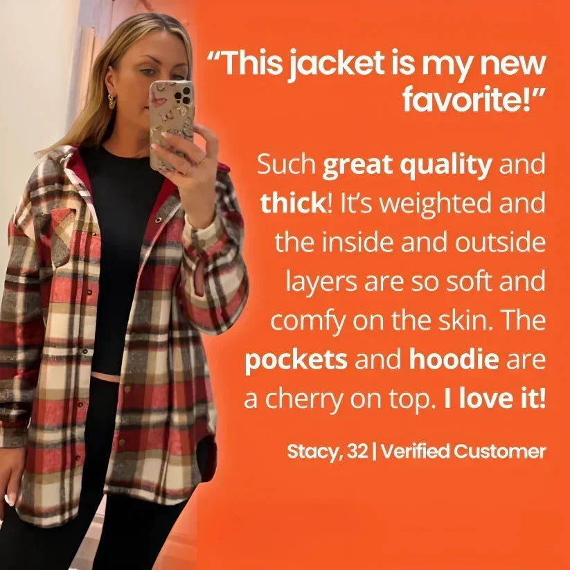 🔥Winter Hot Sale 50% OFF🔥⏰Women’s Classic Cozy Plaid Hooded Jacket🧥