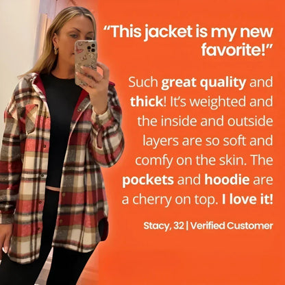 🔥Winter Hot Sale 50% OFF🔥⏰Women’s Classic Cozy Plaid Hooded Jacket🧥