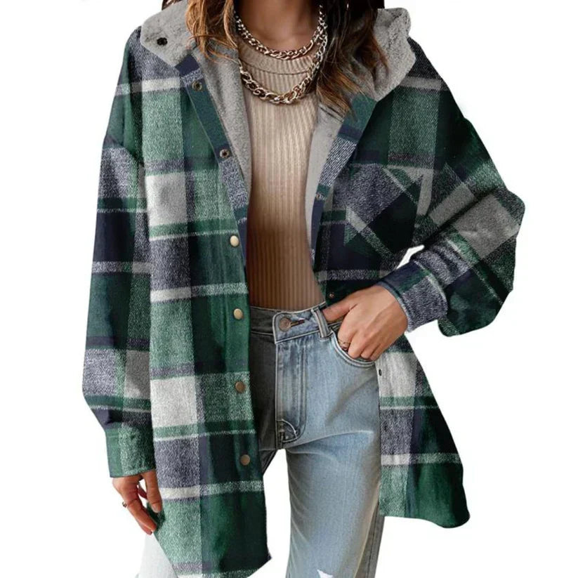 🔥Winter Hot Sale 50% OFF🔥⏰Women’s Classic Cozy Plaid Hooded Jacket🧥