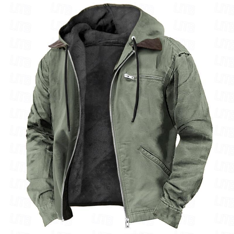 ⏳📢Men’s Plush-Lined Hooded Work Jacket