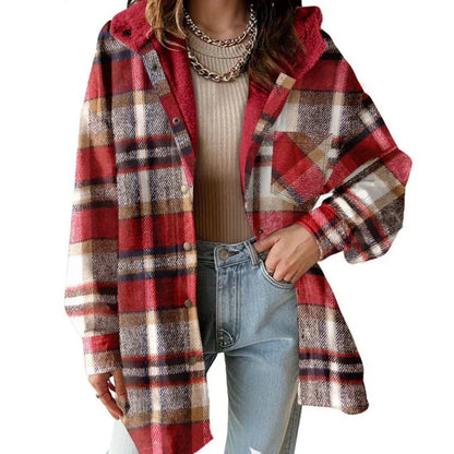 🔥Winter Hot Sale 50% OFF🔥⏰Women’s Classic Cozy Plaid Hooded Jacket🧥
