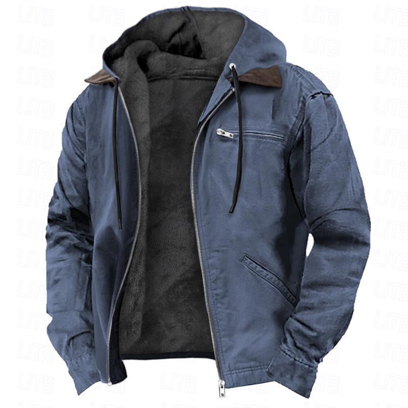 ⏳📢Men’s Plush-Lined Hooded Work Jacket