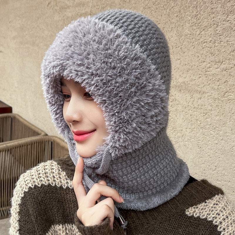 Women's Winter One-Piece Knitted Beanie Scarf Mask