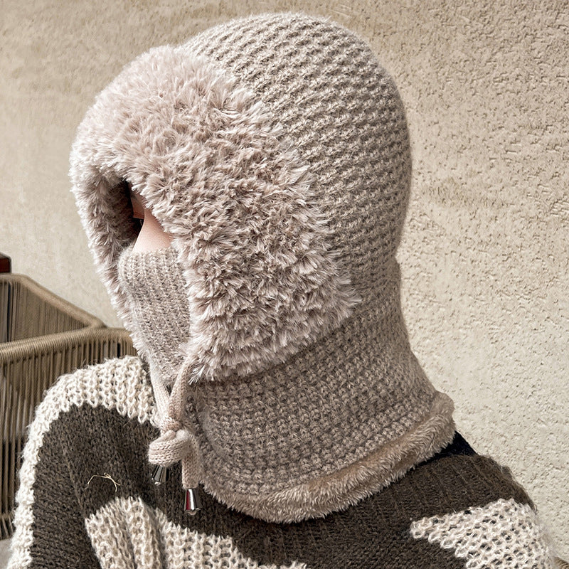 Women's Winter One-Piece Knitted Beanie Scarf Mask