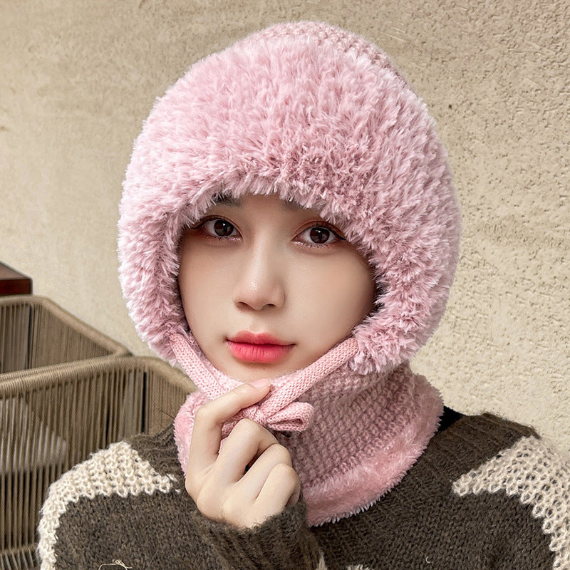 Women's Winter One-Piece Knitted Beanie Scarf Mask