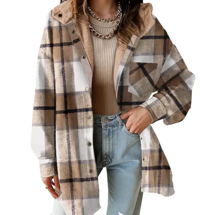 🔥Winter Hot Sale 50% OFF🔥⏰Women’s Classic Cozy Plaid Hooded Jacket🧥