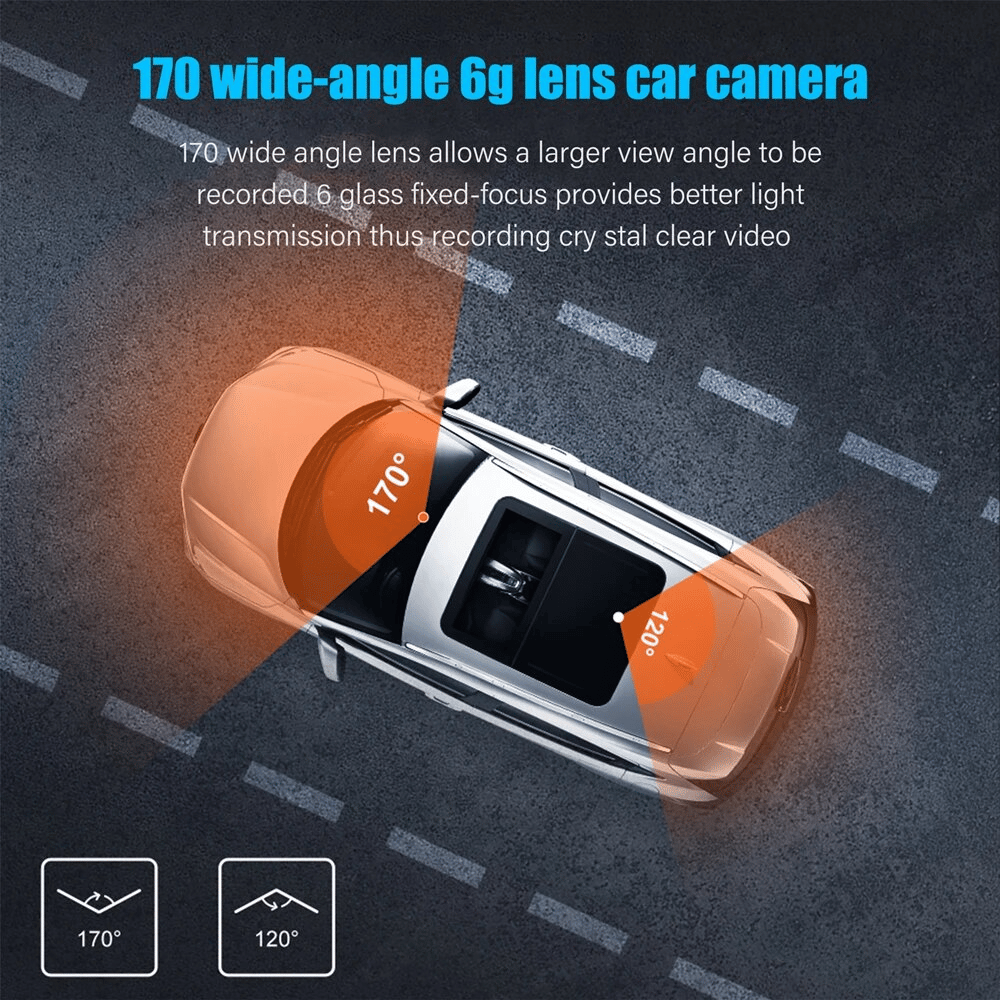 📹 Dual-lens dashcam with 1080P HD & night vision - 170° wide angle