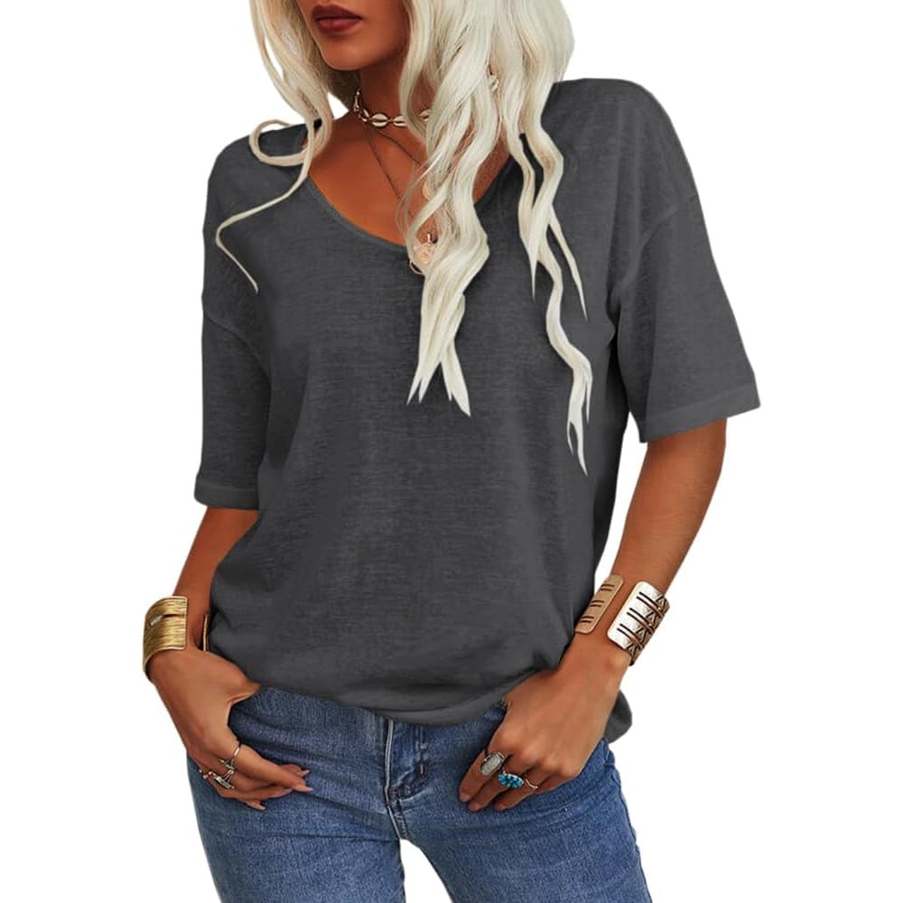 👚Women's Solid Color V-Neck T-shirt