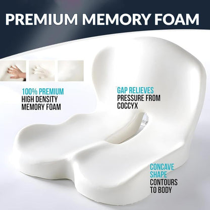 💎 50% OFF! 💎 Non-Slip Memory Foam Seat Cushion – Sciatica Relief, Breathable Mesh & Universal Fit for Car, Office & Wheelchair