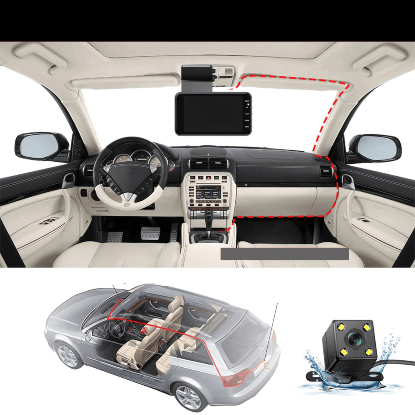 📹 Dual-lens dashcam with 1080P HD & night vision - 170° wide angle