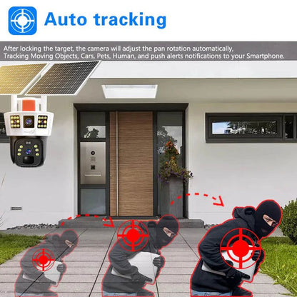 360° Smart Solar Surveillance Camera with Three-screen Monitoring