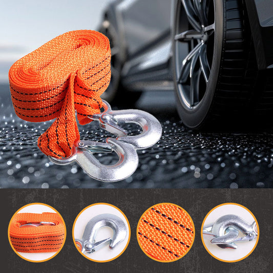 🚗60% OFF NOW🔥13ft Car Tow Strap with Hooks & 3 Tons Capacity